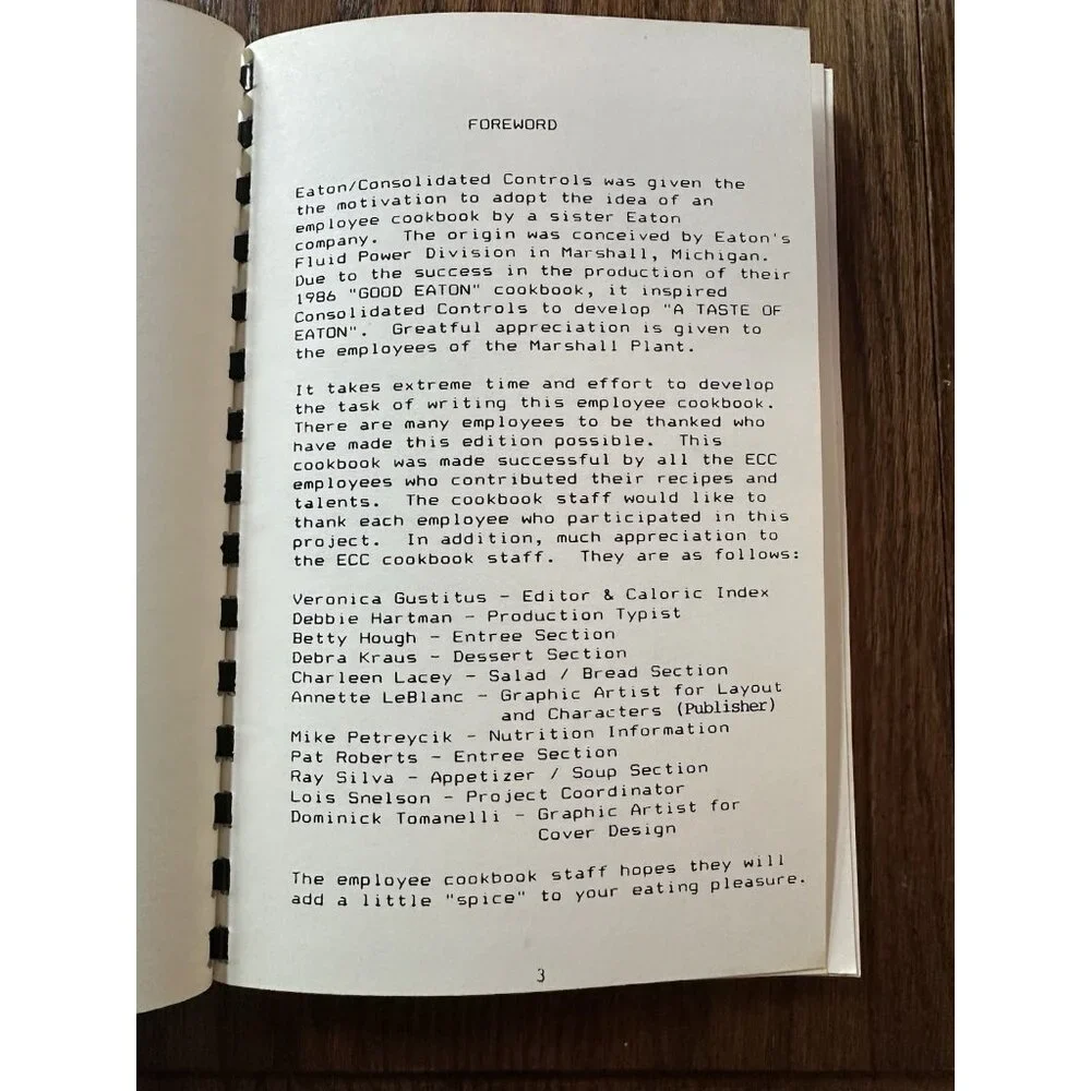 Vintage 1980s A Taste Of‎ Eaton Consolidated Controls Cookbook Bethel CT
